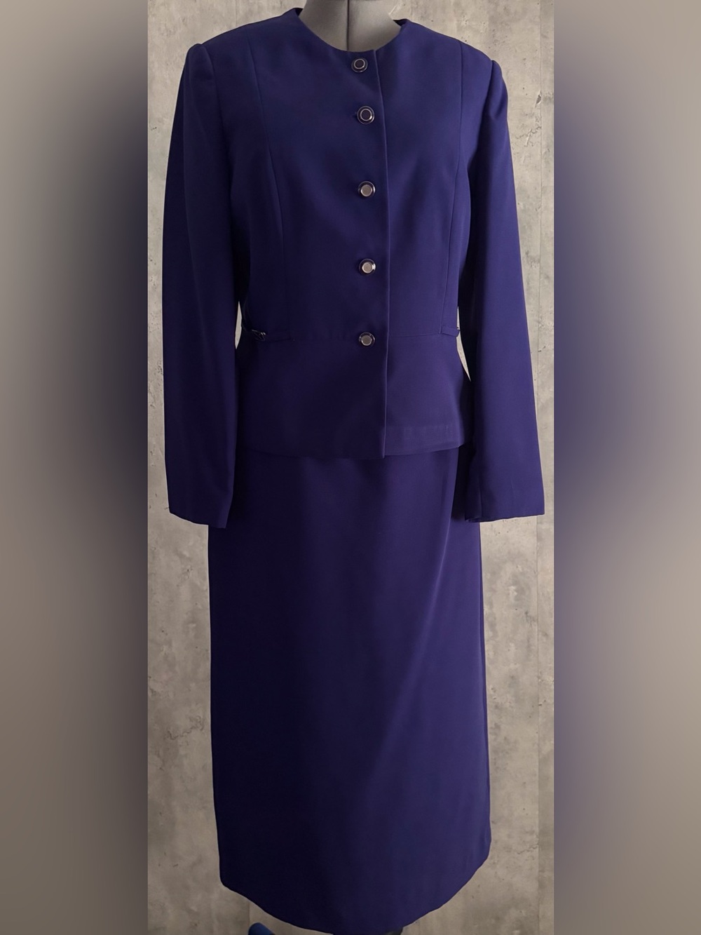 Emily...Women's 2pc Deep Purple Formal Evening ButtonUp Jacket Skirt Suit Sz16